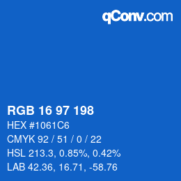 Color code: RGB 16 97 198 | qconv.com