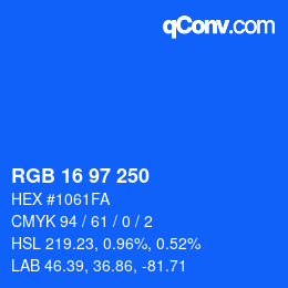 Color code: RGB 16 97 250 | qconv.com