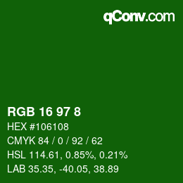 Color code: RGB 16 97 8 | qconv.com