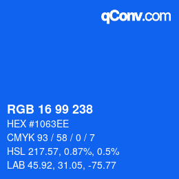 Color code: RGB 16 99 238 | qconv.com