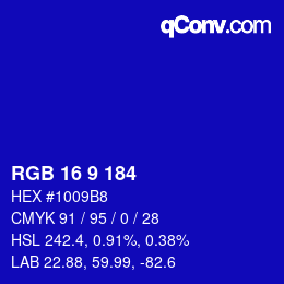 カラーコード: RGB 16 9 184 | qconv.com