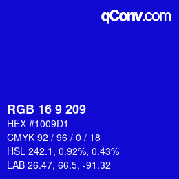 カラーコード: RGB 16 9 209 | qconv.com