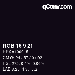 Farbcode: RGB 16 9 21 | qconv.com