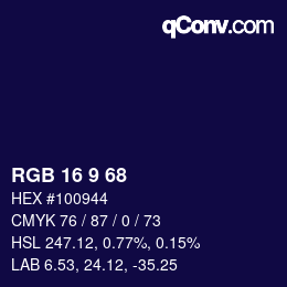 Color code: RGB 16 9 68 | qconv.com