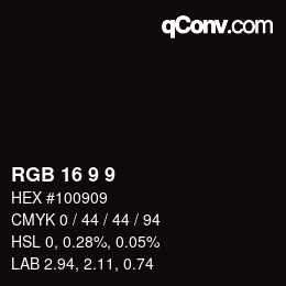 颜色代码: RGB 16 9 9 | qconv.com
