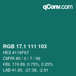 Color code: RGB 17.1 111 103 | qconv.com