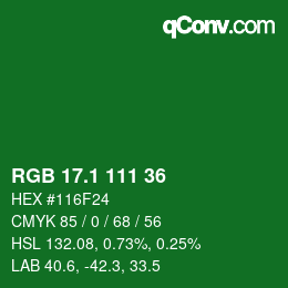 カラーコード: RGB 17.1 111 36 | qconv.com
