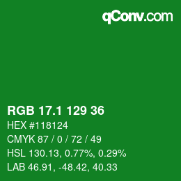 カラーコード: RGB 17.1 129 36 | qconv.com