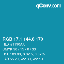 Color code: RGB 17.1 144.8 170 | qconv.com