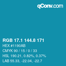Color code: RGB 17.1 144.8 171 | qconv.com