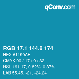 Farbcode: RGB 17.1 144.8 174 | qconv.com