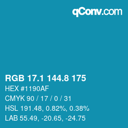 Color code: RGB 17.1 144.8 175 | qconv.com