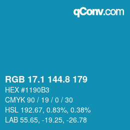 Color code: RGB 17.1 144.8 179 | qconv.com