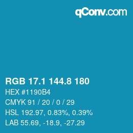 Color code: RGB 17.1 144.8 180 | qconv.com