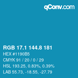 カラーコード: RGB 17.1 144.8 181 | qconv.com