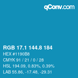 Color code: RGB 17.1 144.8 184 | qconv.com