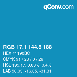 Color code: RGB 17.1 144.8 188 | qconv.com
