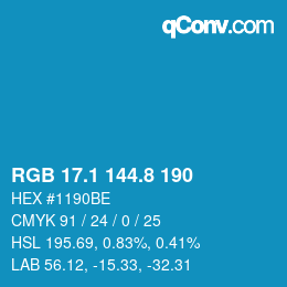 Color code: RGB 17.1 144.8 190 | qconv.com