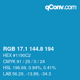 Color code: RGB 17.1 144.8 194 | qconv.com
