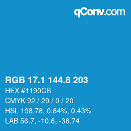 Color code: RGB 17.1 144.8 203 | qconv.com