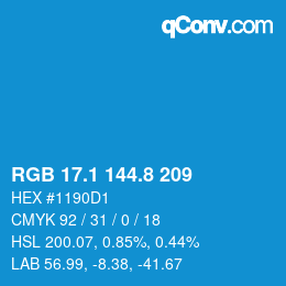 Color code: RGB 17.1 144.8 209 | qconv.com