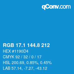 Color code: RGB 17.1 144.8 212 | qconv.com