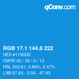 Color code: RGB 17.1 144.8 222 | qconv.com