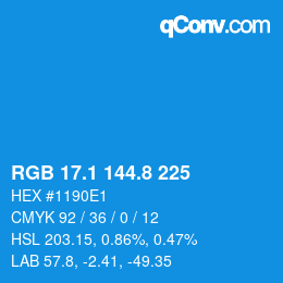 カラーコード: RGB 17.1 144.8 225 | qconv.com