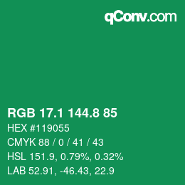 カラーコード: RGB 17.1 144.8 85 | qconv.com