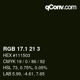 カラーコード: RGB 17.1 21 3 | qconv.com