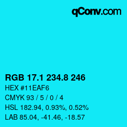 カラーコード: RGB 17.1 234.8 246 | qconv.com