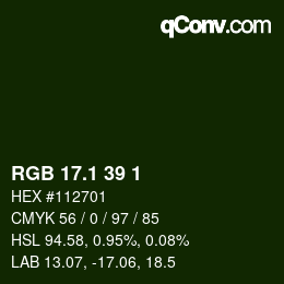 カラーコード: RGB 17.1 39 1 | qconv.com