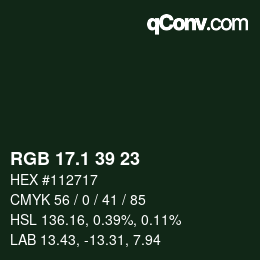 カラーコード: RGB 17.1 39 23 | qconv.com
