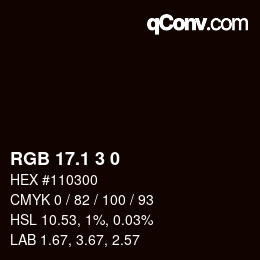 カラーコード: RGB 17.1 3 0 | qconv.com