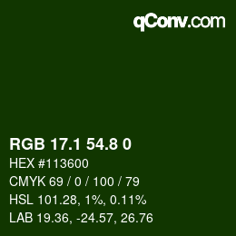 Color code: RGB 17.1 54.8 0 | qconv.com