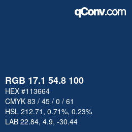 Color code: RGB 17.1 54.8 100 | qconv.com