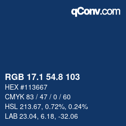 Color code: RGB 17.1 54.8 103 | qconv.com