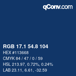 Color code: RGB 17.1 54.8 104 | qconv.com