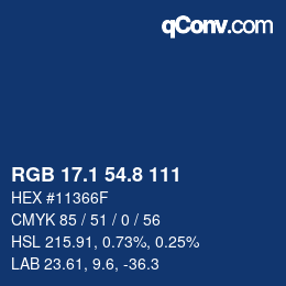Color code: RGB 17.1 54.8 111 | qconv.com