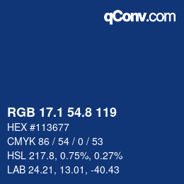 カラーコード: RGB 17.1 54.8 119 | qconv.com