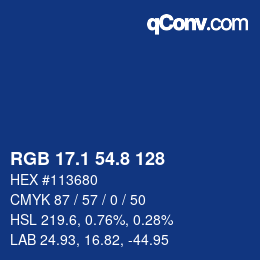 カラーコード: RGB 17.1 54.8 128 | qconv.com