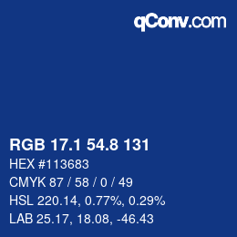 Color code: RGB 17.1 54.8 131 | qconv.com