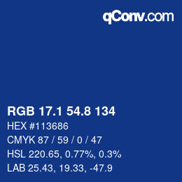 カラーコード: RGB 17.1 54.8 134 | qconv.com