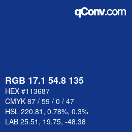 カラーコード: RGB 17.1 54.8 135 | qconv.com