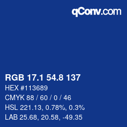 カラーコード: RGB 17.1 54.8 137 | qconv.com