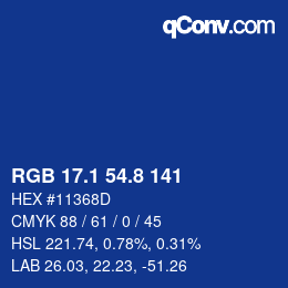 Farbcode: RGB 17.1 54.8 141 | qconv.com