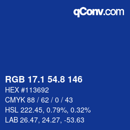 Color code: RGB 17.1 54.8 146 | qconv.com