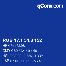 Color code: RGB 17.1 54.8 152 | qconv.com