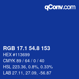 カラーコード: RGB 17.1 54.8 153 | qconv.com