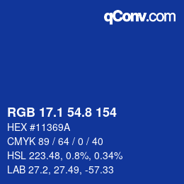 Color code: RGB 17.1 54.8 154 | qconv.com